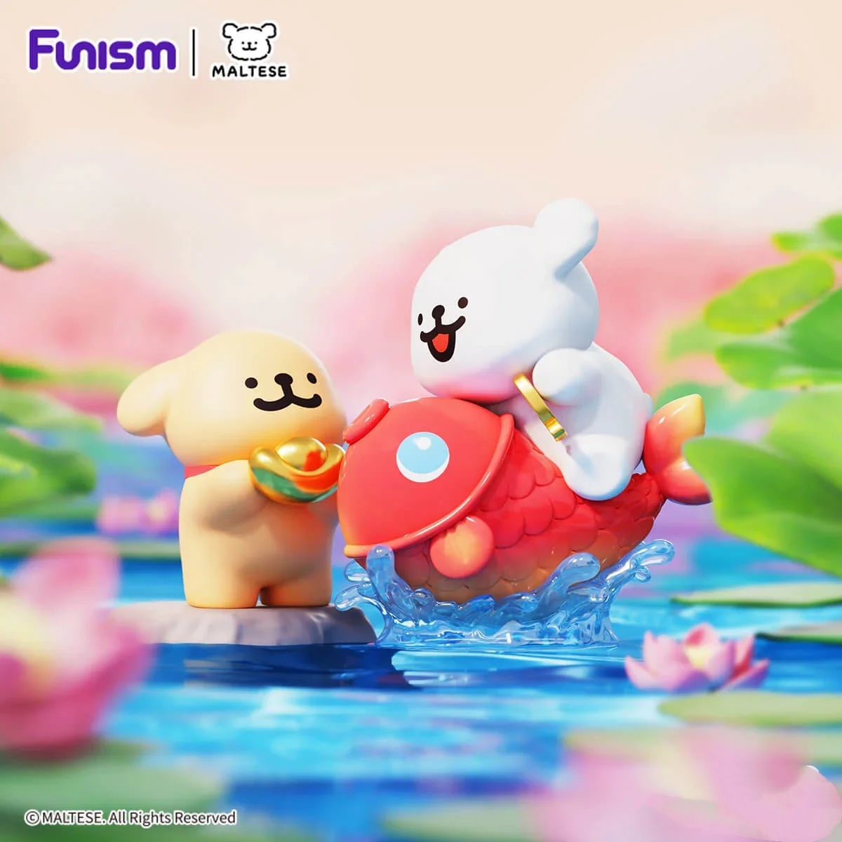 【新品代拆】线条小狗好运汪汪系列盲盒场景盲盒玩偶摆件