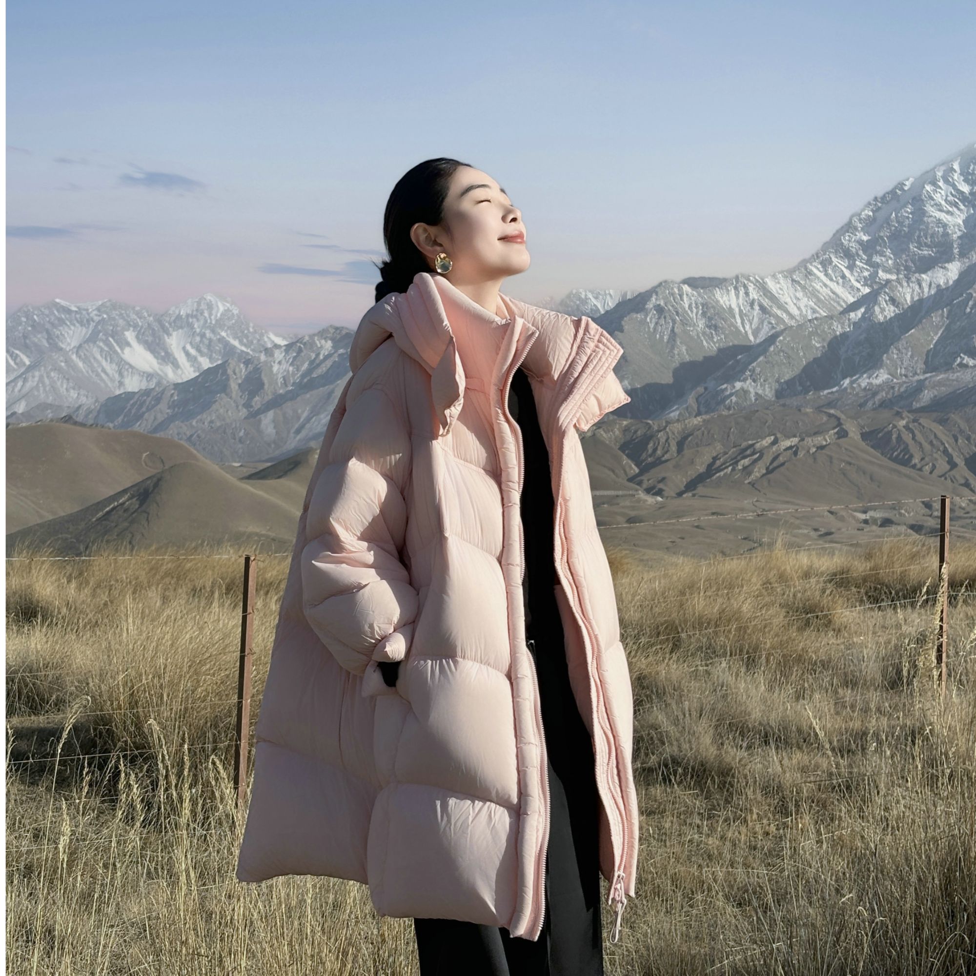 【战袍】95绒加厚连帽立领中长款羽绒服极寒保暖外套2025新款