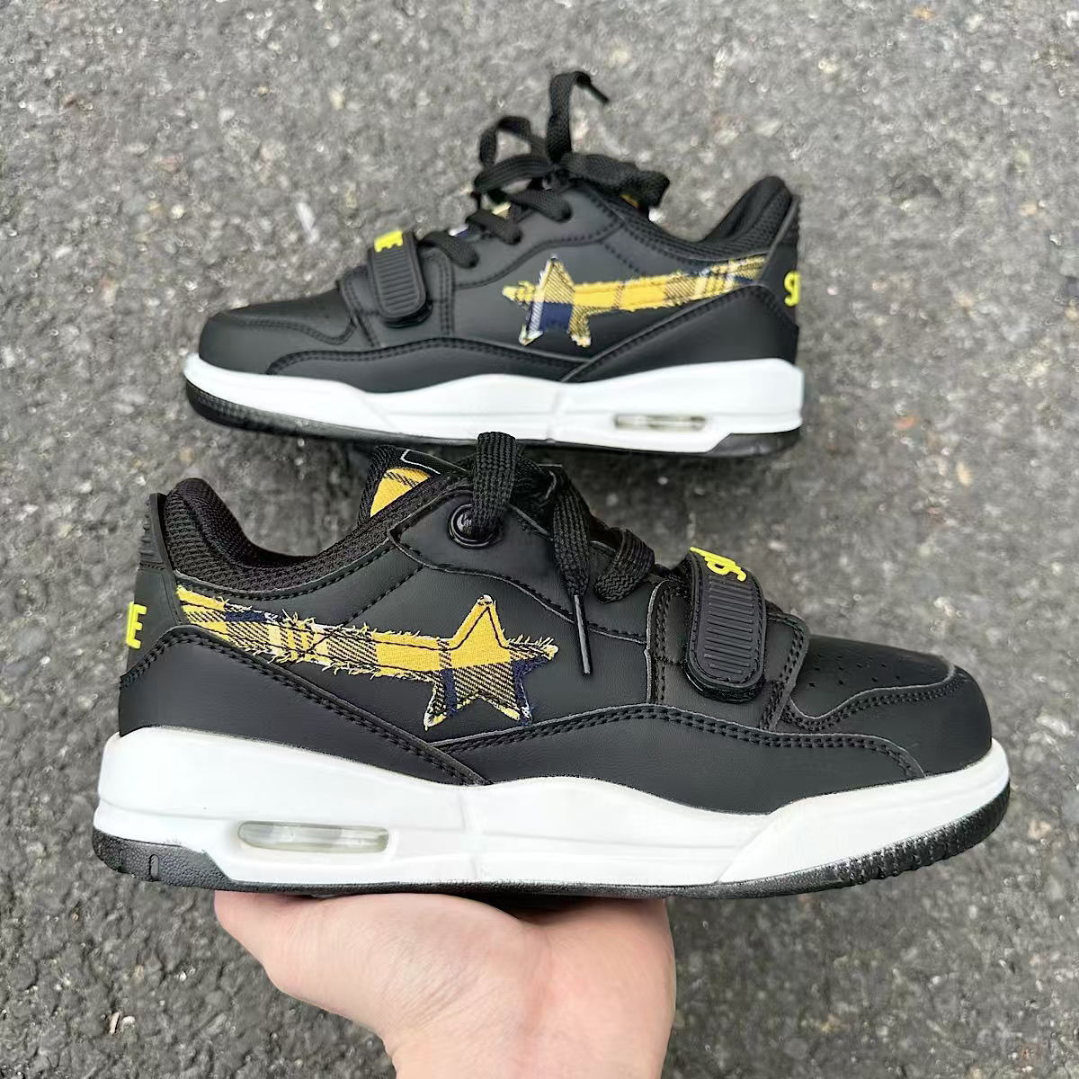 【小康鞋贸】  2505黑黄潮流百搭低帮板鞋男女同款