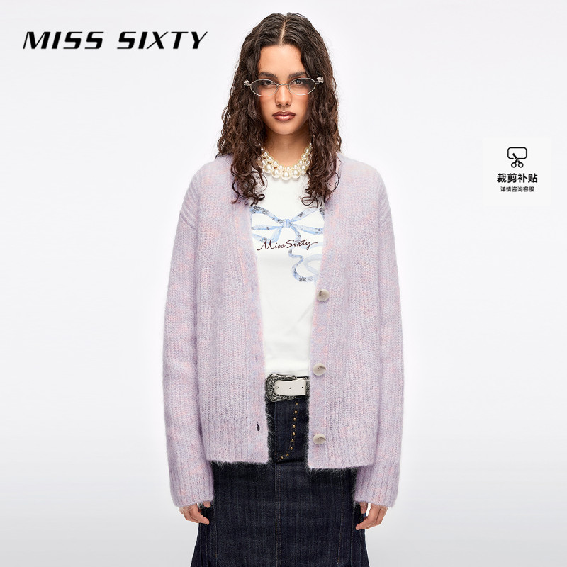 Miss Sixty2026春季新款针织外套女马海毛段染纱温柔气质慵懒毛衣
