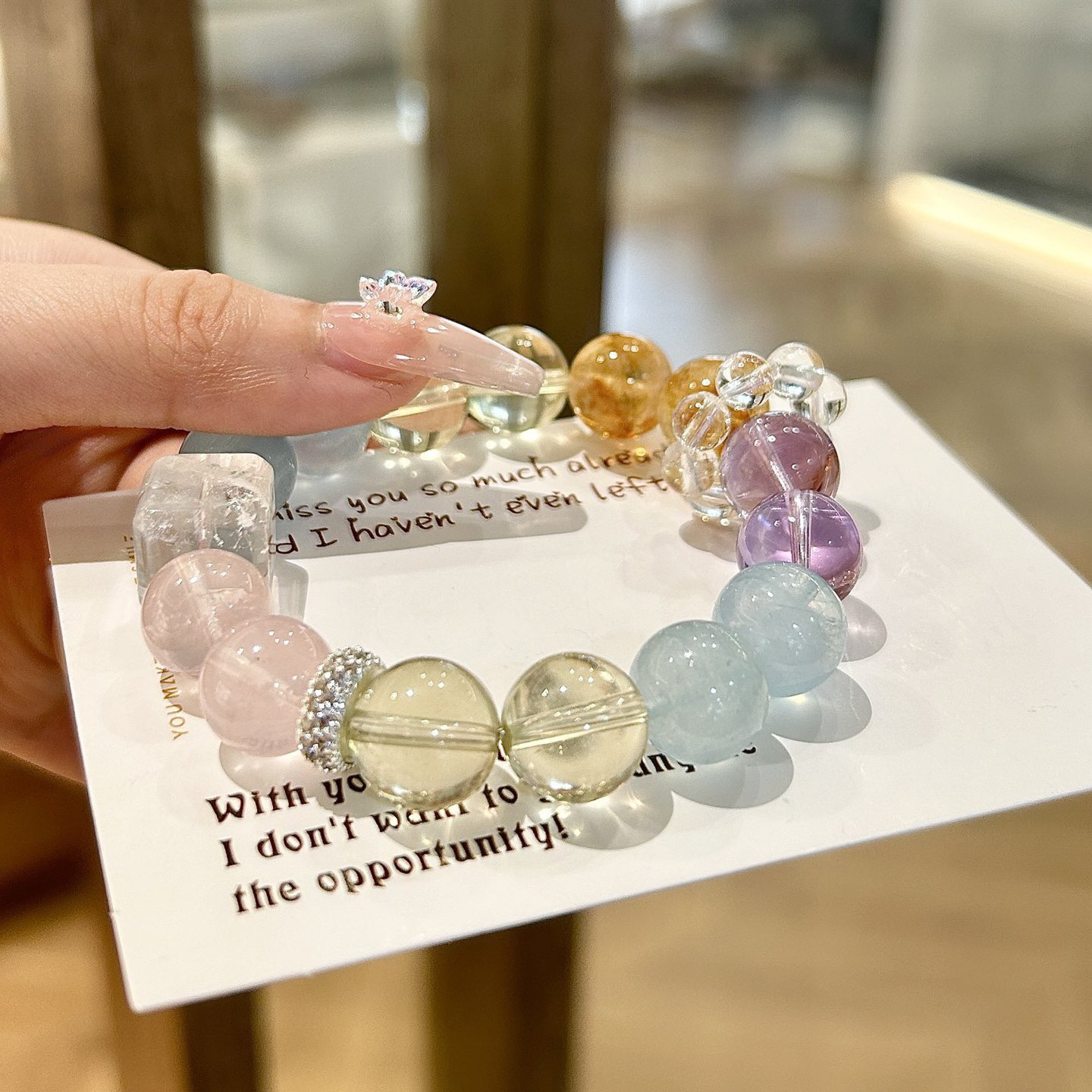 天然水晶手串柠檬黄晶紫水晶手串能量搭配多宝手链女生礼物多巴胺