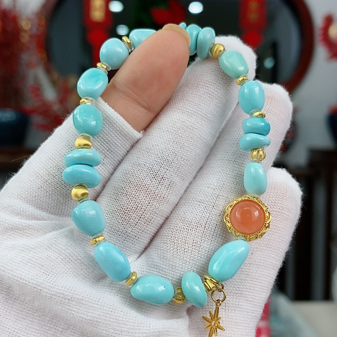 绿松石珠宝奇石18K金镶嵌