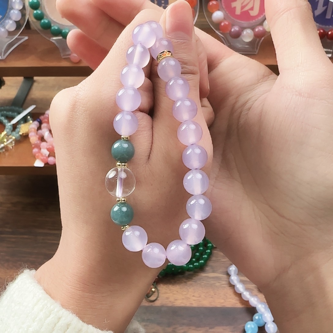 未镶嵌手链玛瑙/玉髓桃**园紫玛瑙单圈