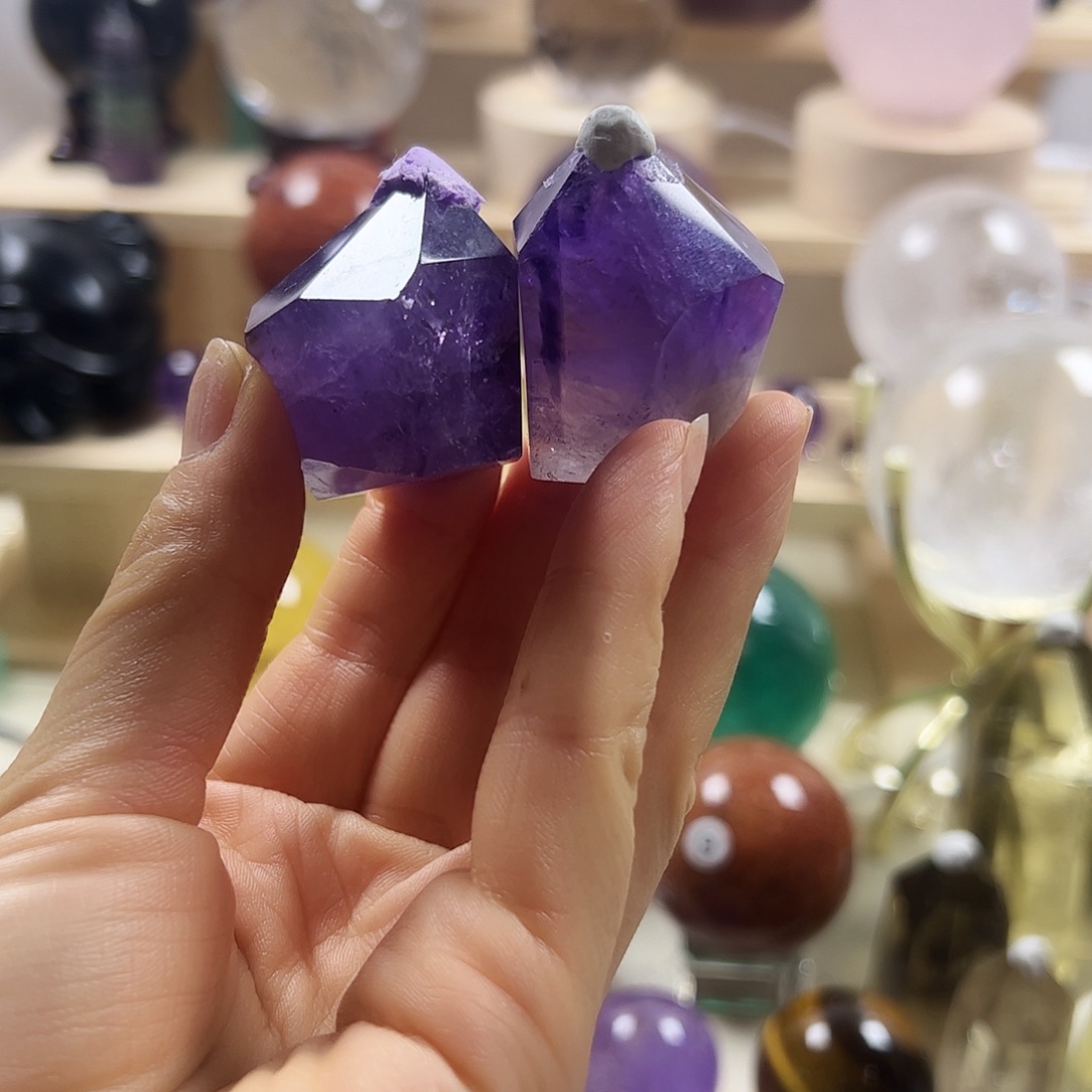 银S925镶嵌珠宝半成品紫晶2