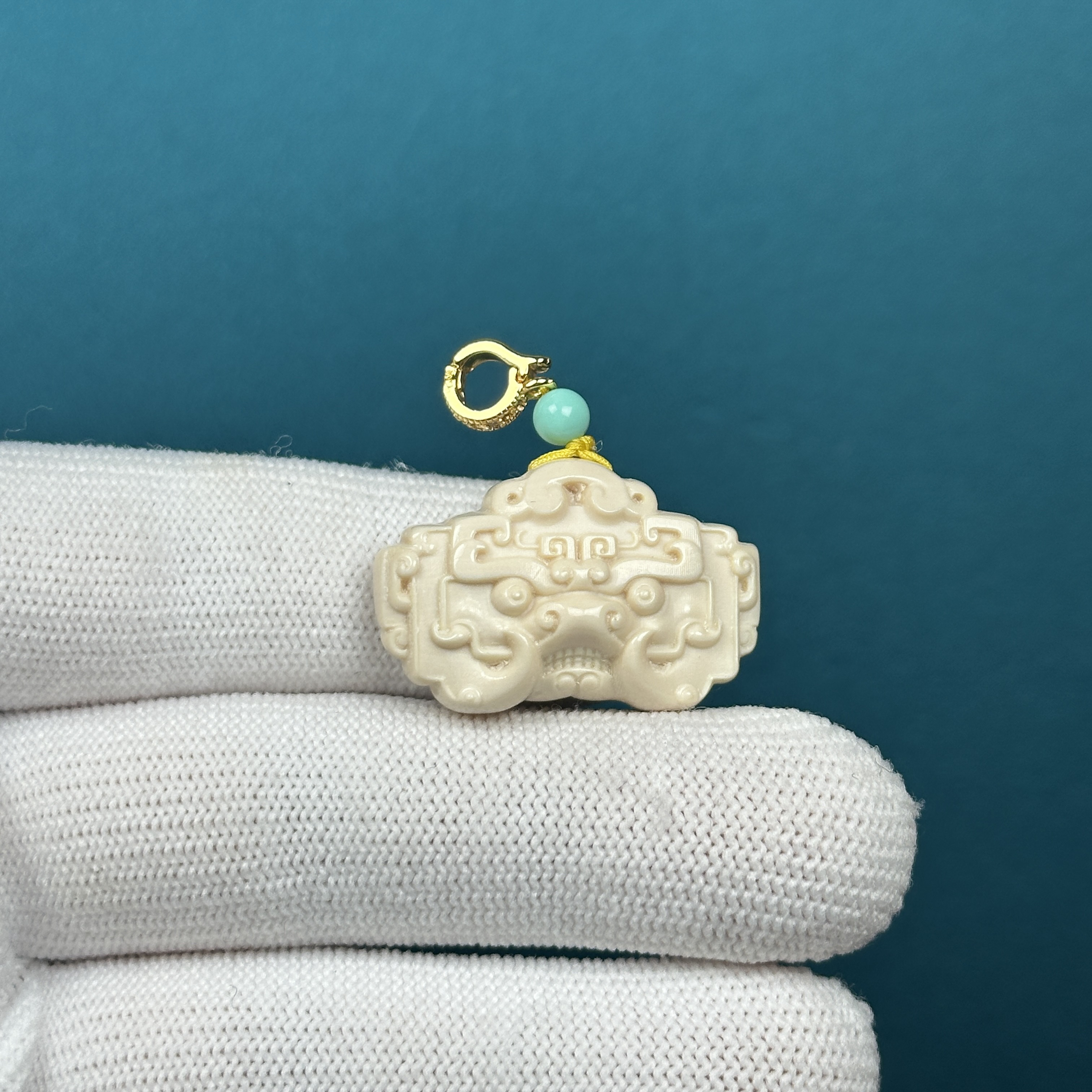 H99-04天然猛犸牙 平安锁 29*19*9mm支持复检假一罚十