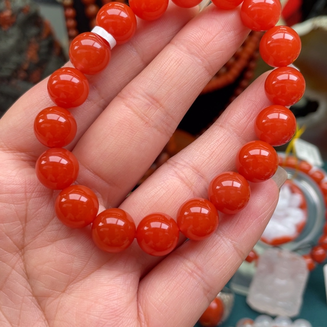 南红玛瑙未镶嵌收藏级保山南红锦红单圈11+mm