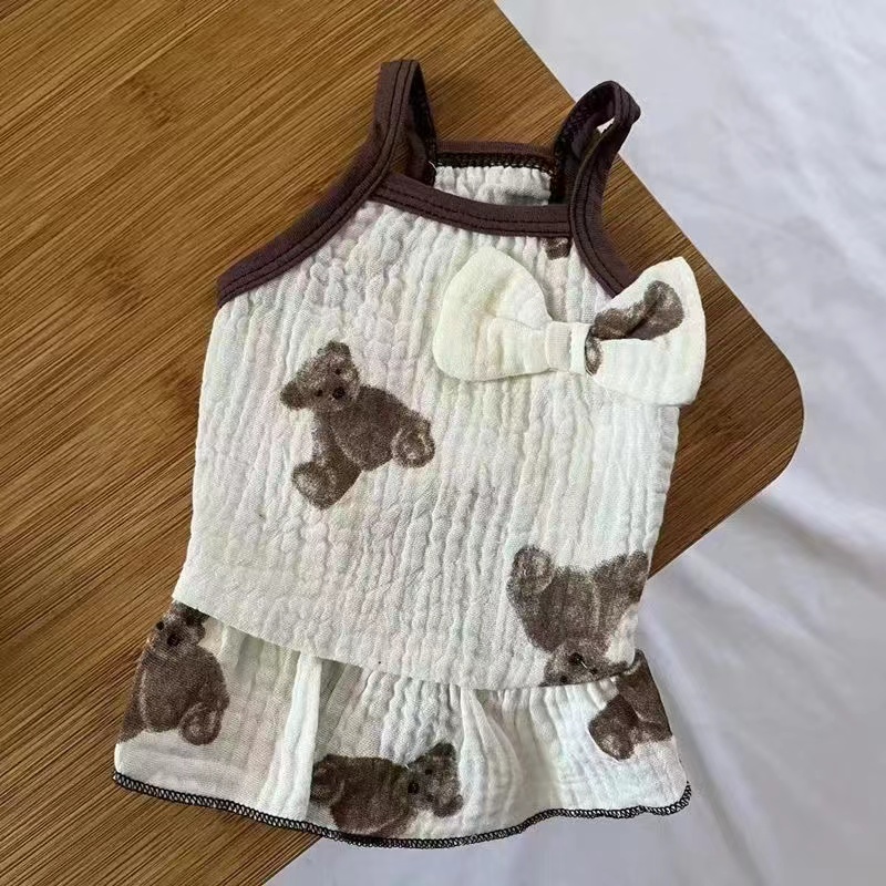 棉纱柔软透气宠物吊带连衣裙春夏薄款泰迪比熊博美犬狗狗猫咪衣服
