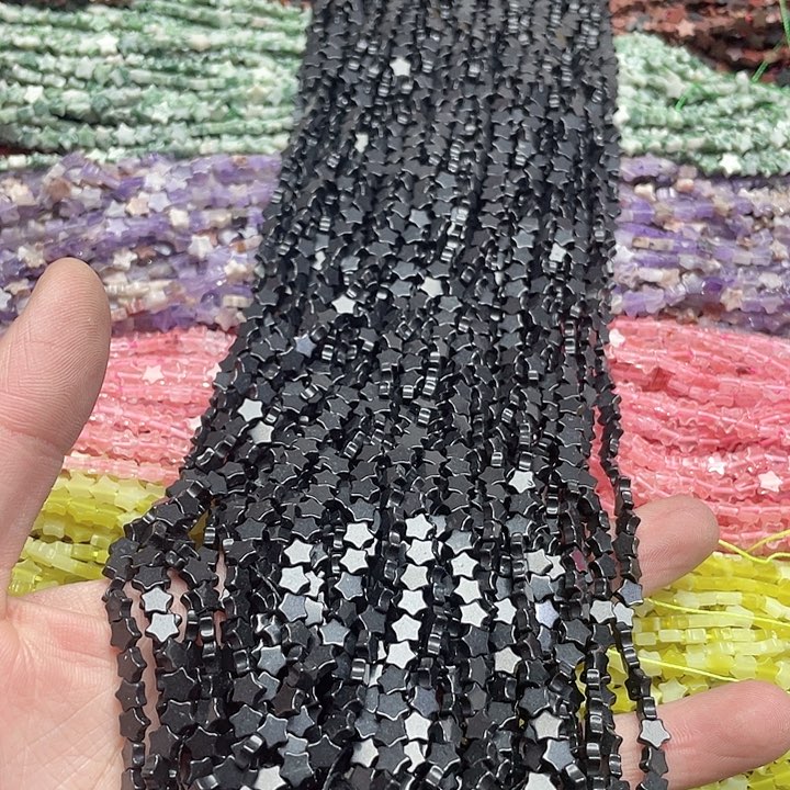 玛瑙/玉髓珠宝半成品未镶嵌一条6mm黑玛瑙星星