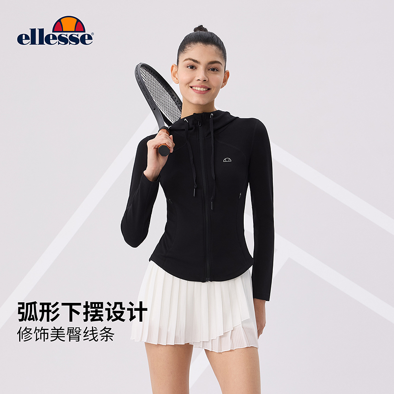 Ellesse立领连帽修身拉链外套25秋冬新款女士跑步健身网球外套