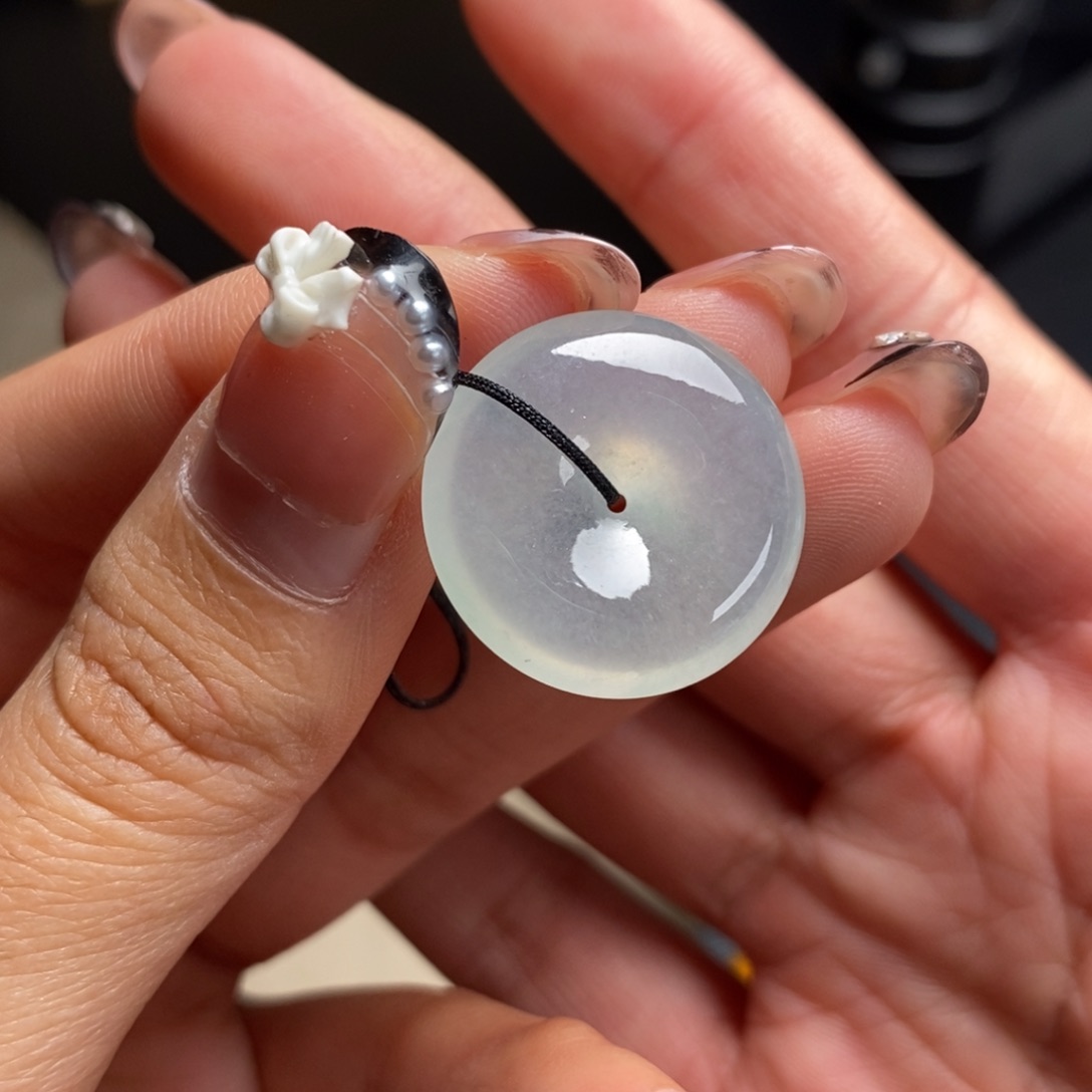 翡翠未镶嵌颈饰高冰种淡淡暖白水润平安扣吊坠