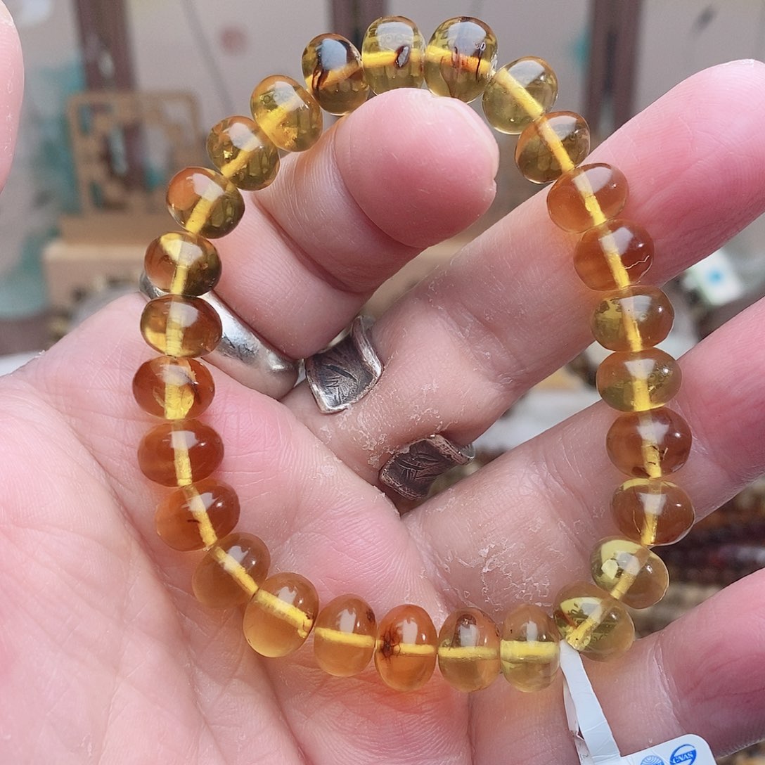 琥珀未镶嵌裸石植物珀单圈9+