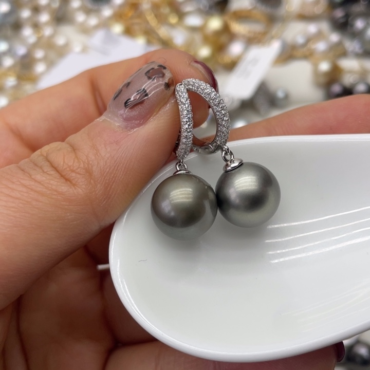 海水珍珠耳饰银S925镶嵌