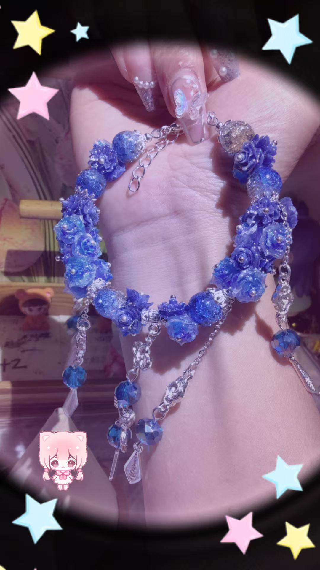 合成金属琉璃手链 重工软胶花时尚仙女DIY串珠