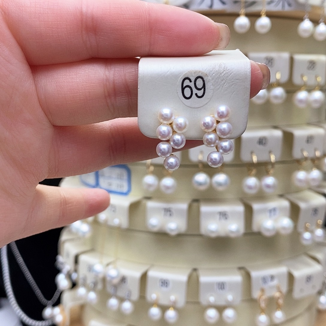 淡水珍珠耳饰银S925镶嵌