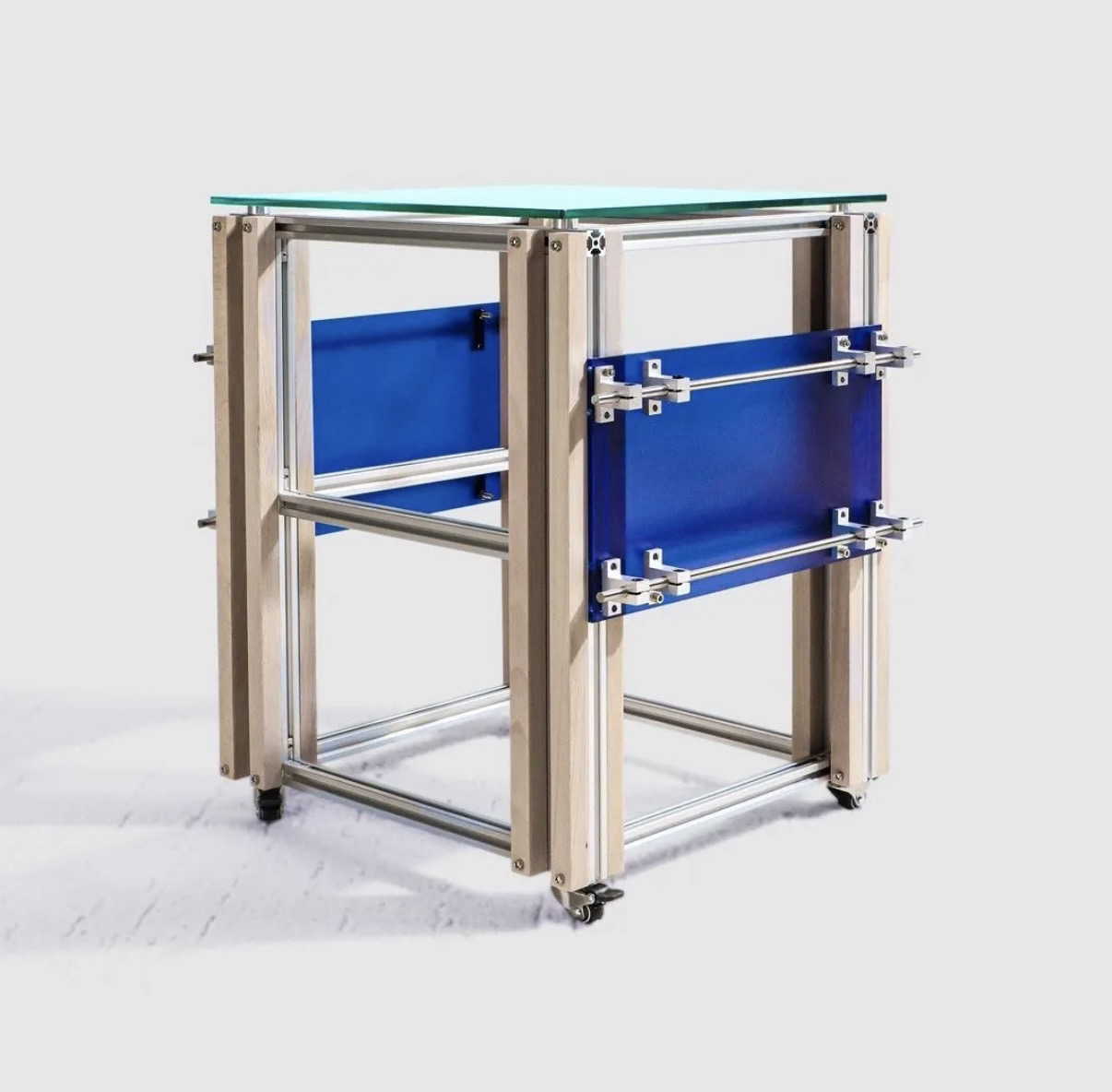 铝型材移动实木桌腿玻璃亚克力边几客厅小茶几卧室床头柜移动边几