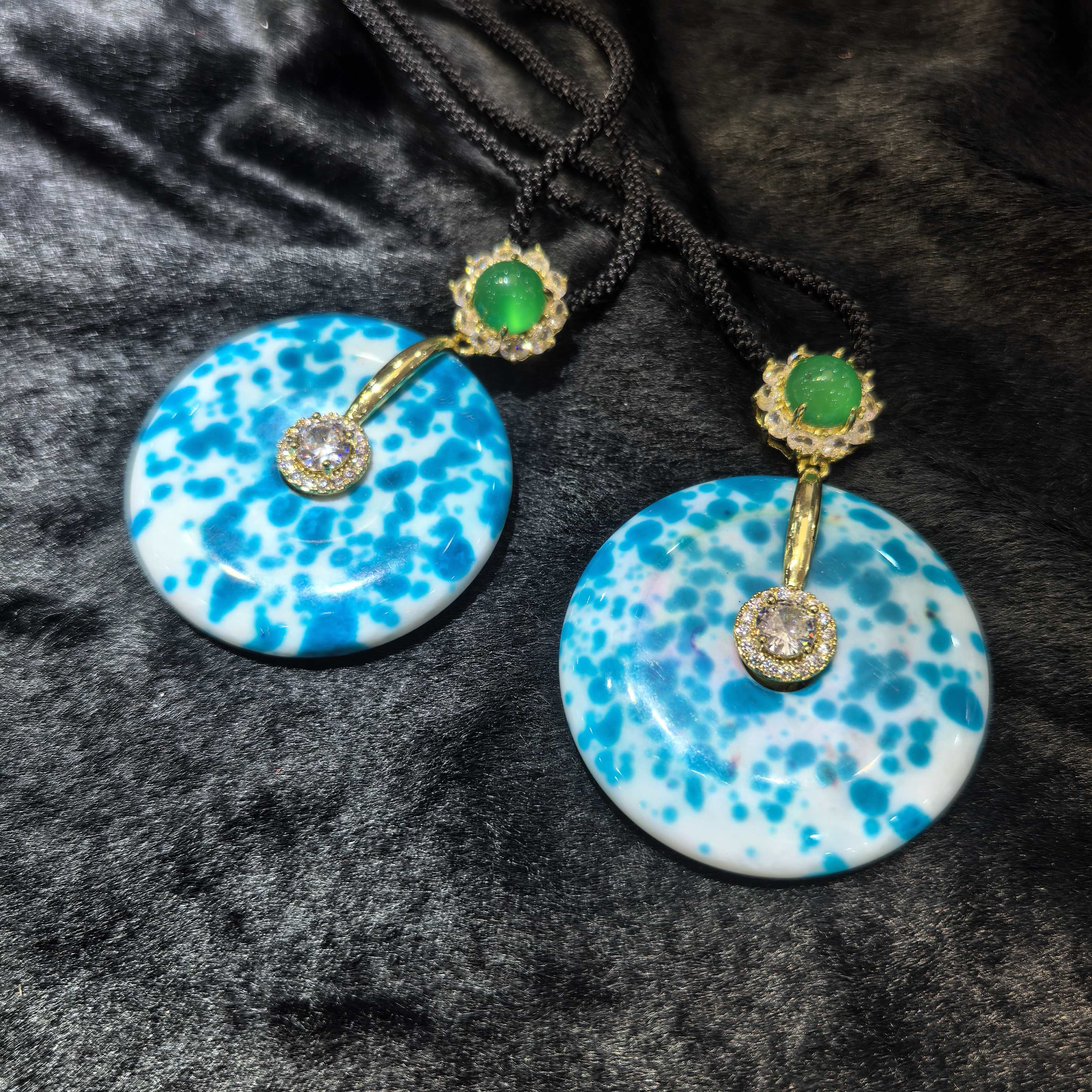 江德洋珠宝S8245天穹古孕蓝母石玛瑙蓝平安扣配绳-多样性只发一件