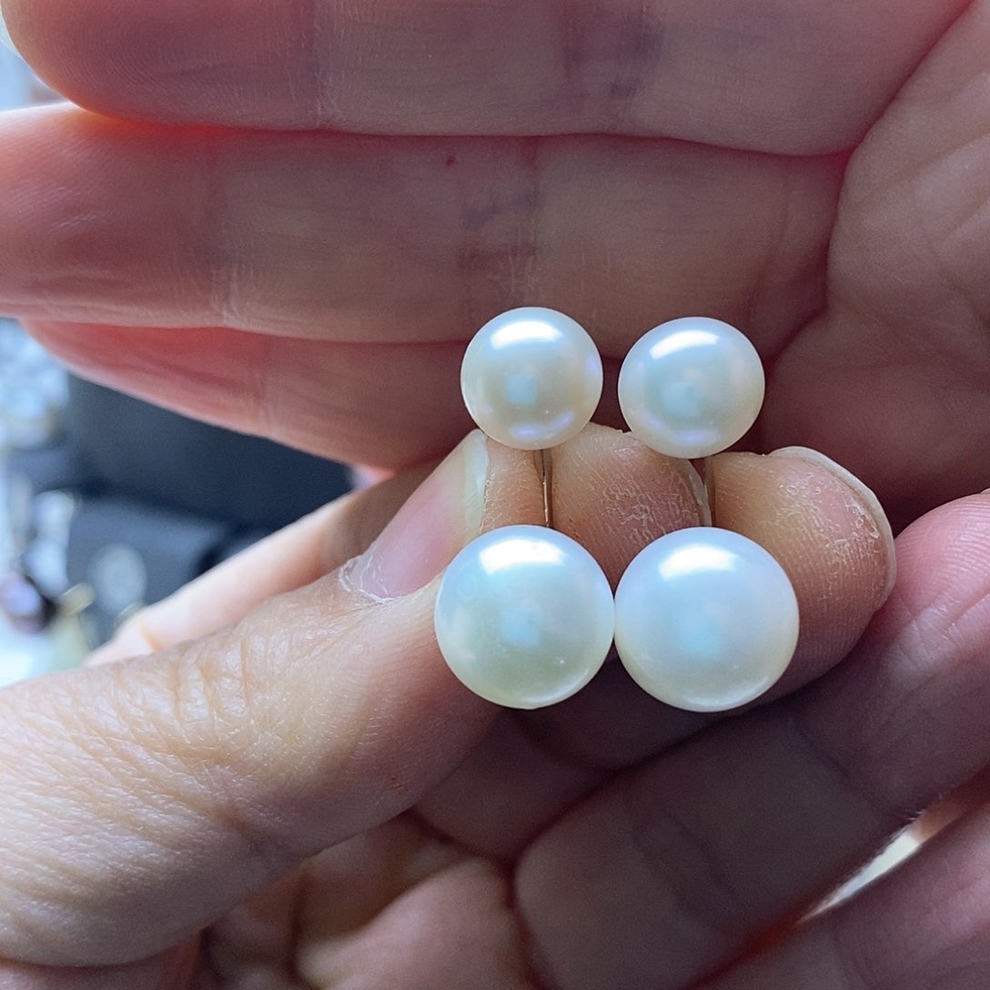 淡水珍珠耳饰银S925镶嵌