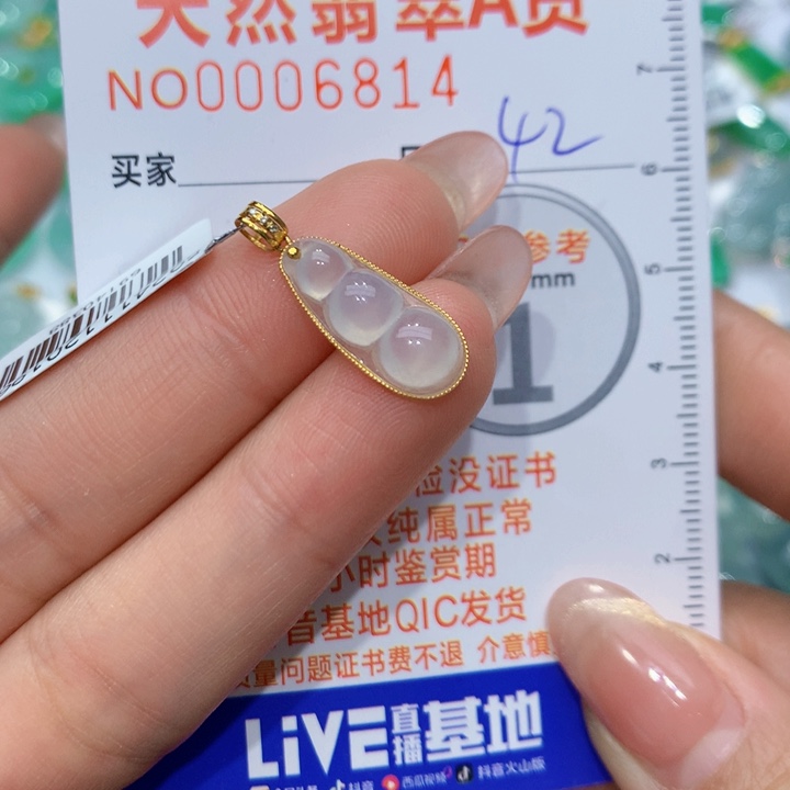 翡翠颈饰18K金镶嵌豆子