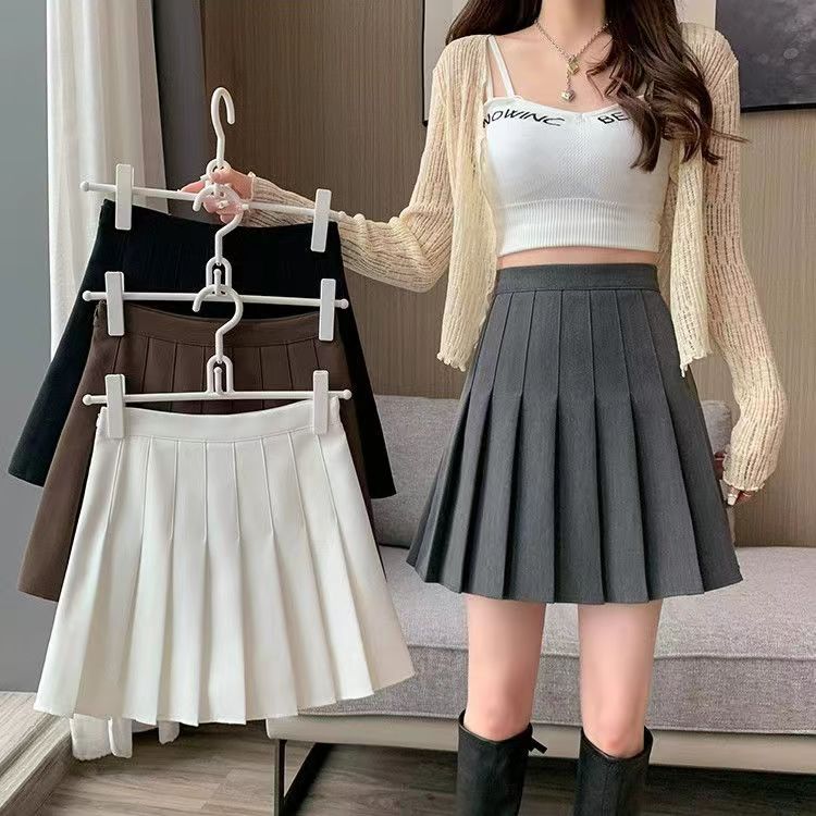 灰色咖色黑色藏蓝色经典款百褶裙显瘦辣妹纯欲风