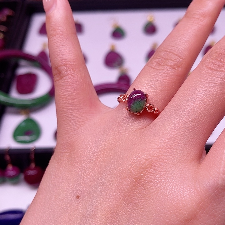 红宝石戒指银S925镶嵌