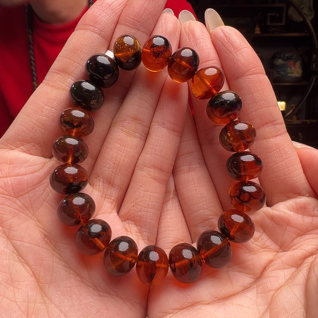 琥珀裸石未镶嵌抚顺琥珀20232-3。12mm