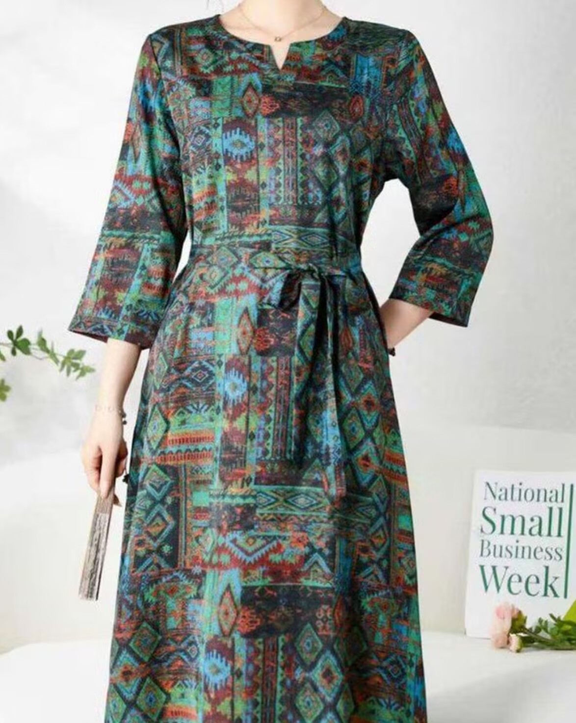 959【巧姐专属】新款时尚百搭收腰长裙优雅减龄连衣裙