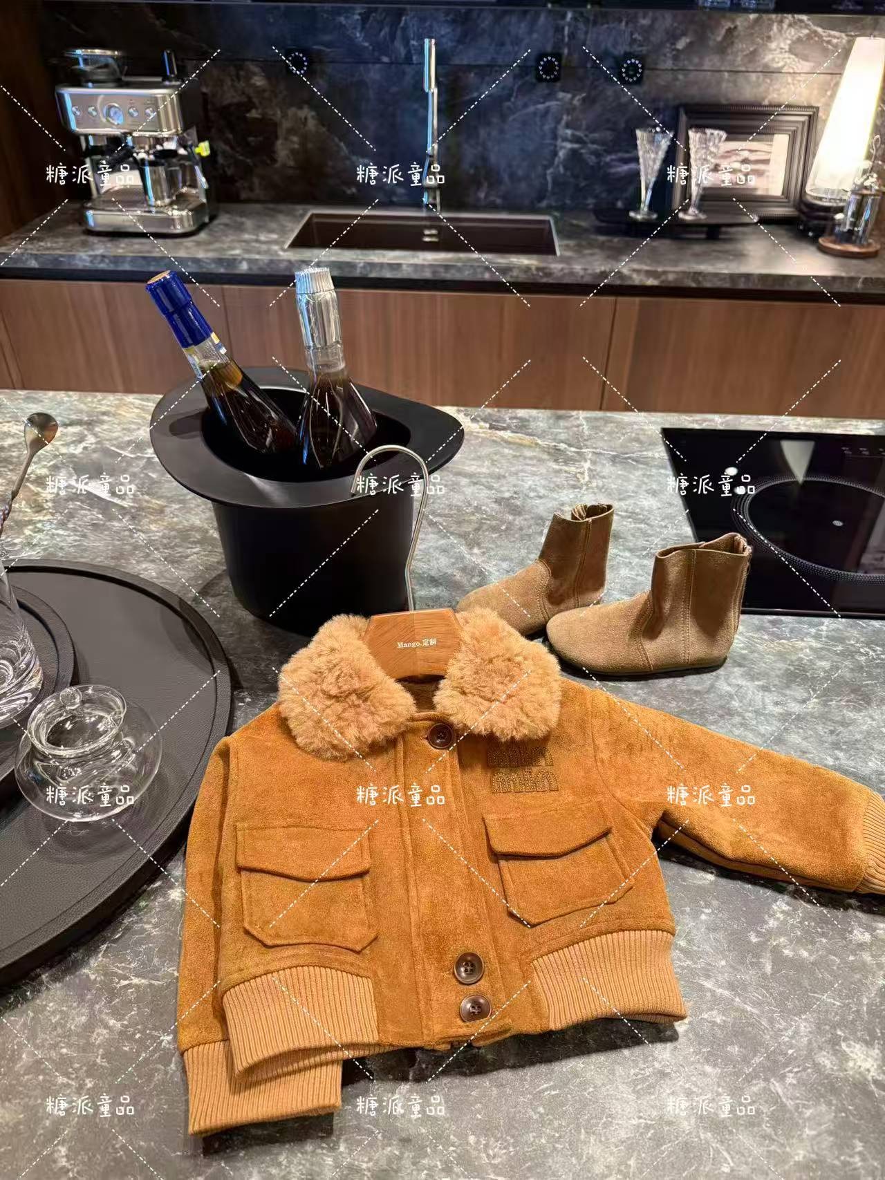 6890缪系酷女孩  复古小卷毛领夹克儿童外套