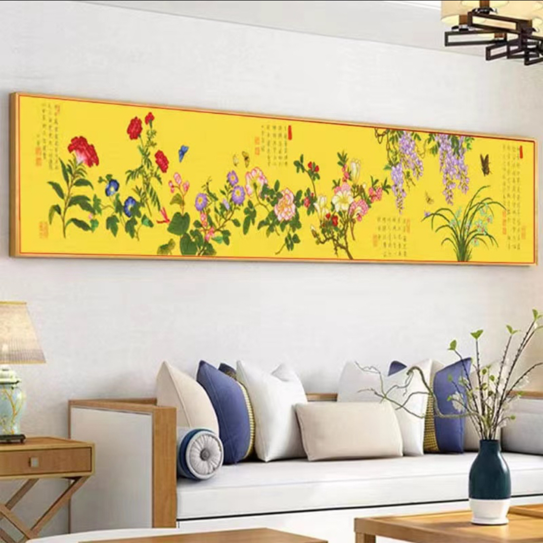 百花图 蒙娜丽莎十字绣棉线古绢布