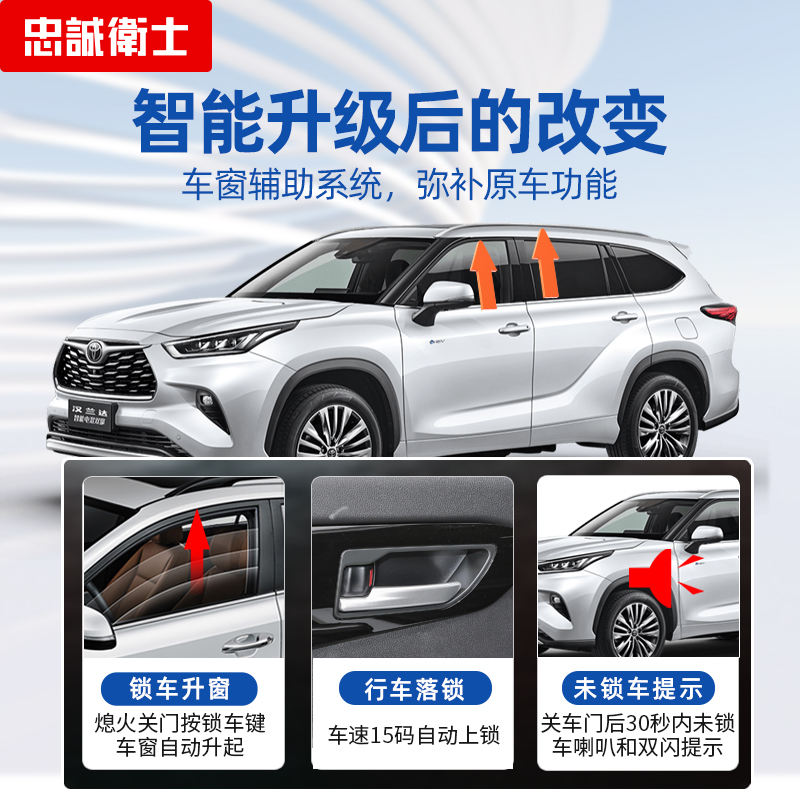 适用22-26款四代汉兰达一键自动升窗器改装皇冠陆放OBD落锁配件