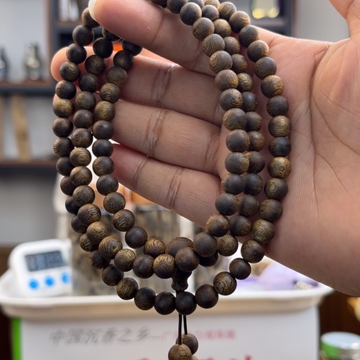 沉香手串奇楠圆珠7mm多圈多样性发一SY-001