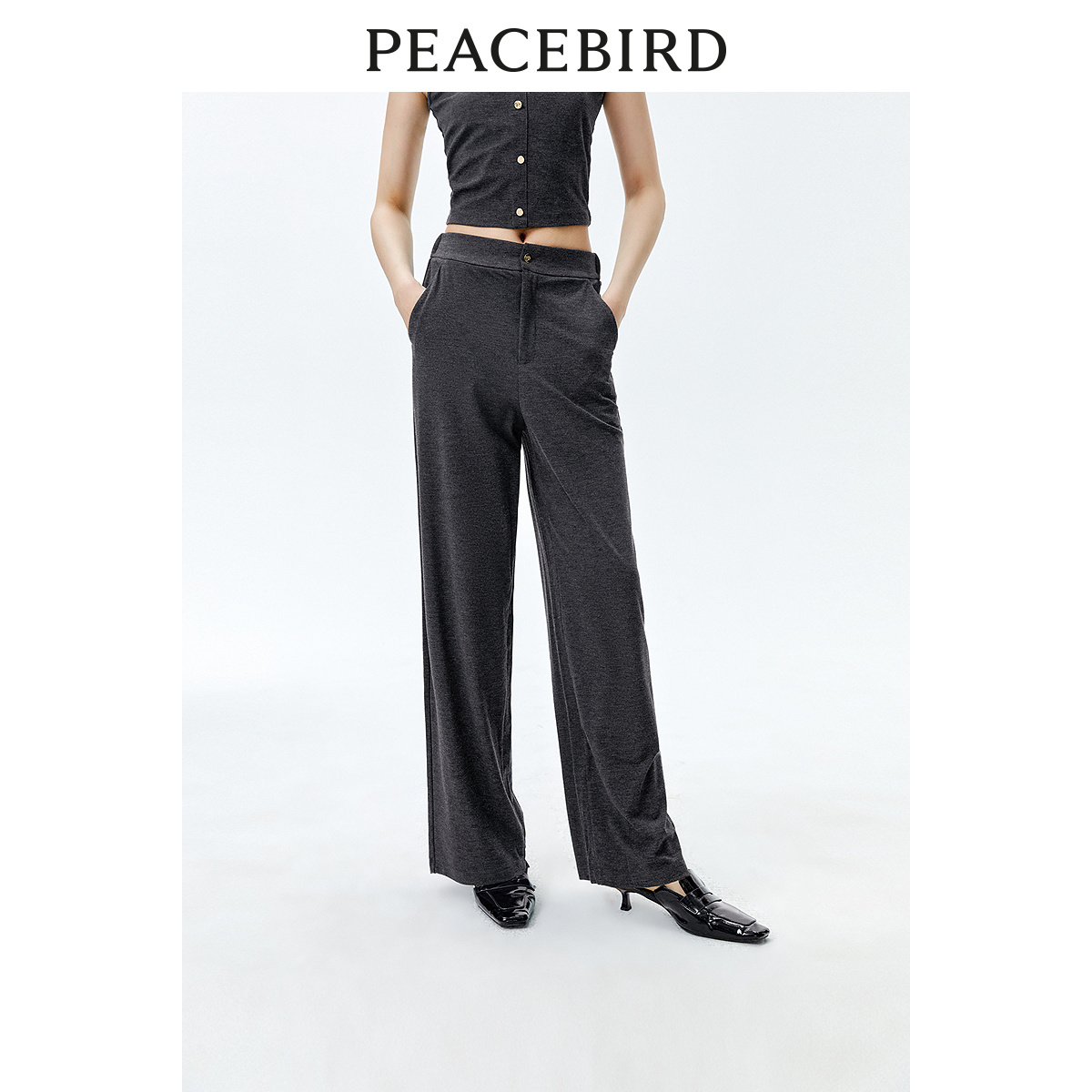 【丽公主专属】太平鸟女装春季新款针织长裤A1GBE1612