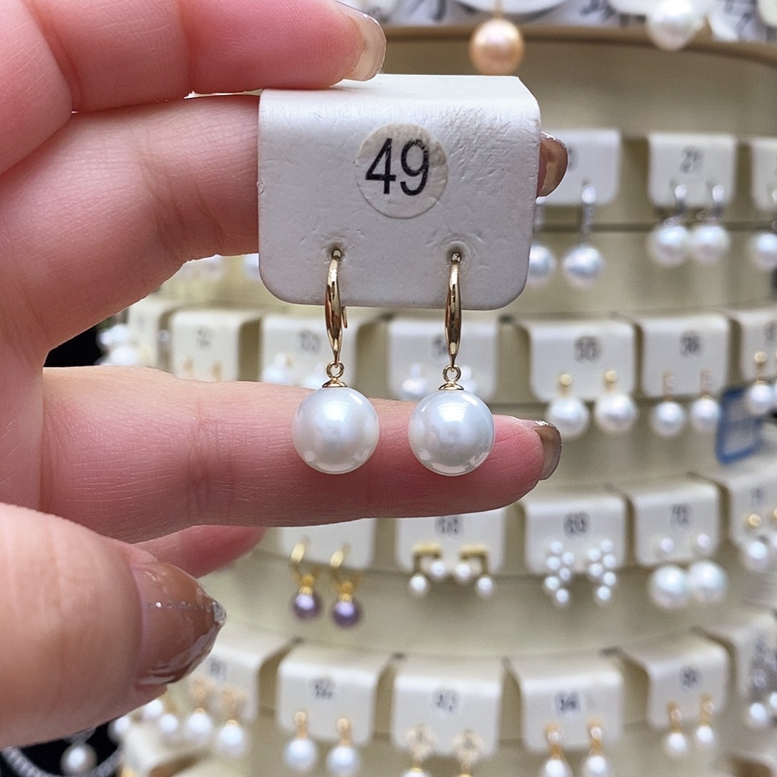 淡水珍珠耳饰18K金镶嵌
