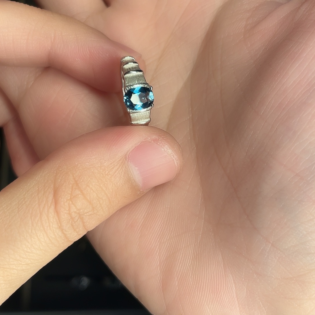 托帕石戒指银S925镶嵌