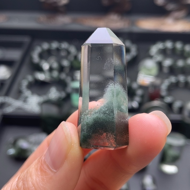 未镶嵌项链水晶绿幽灵聚宝盆吊坠