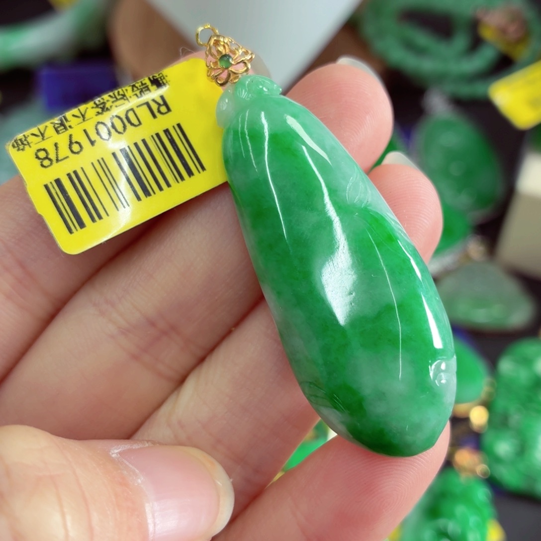 翡翠18K金镶嵌吊坠(不含链)