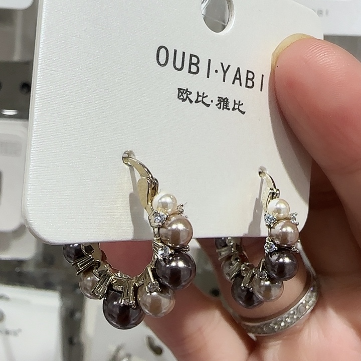 锆石纯铜合金紫色珍珠耳扣