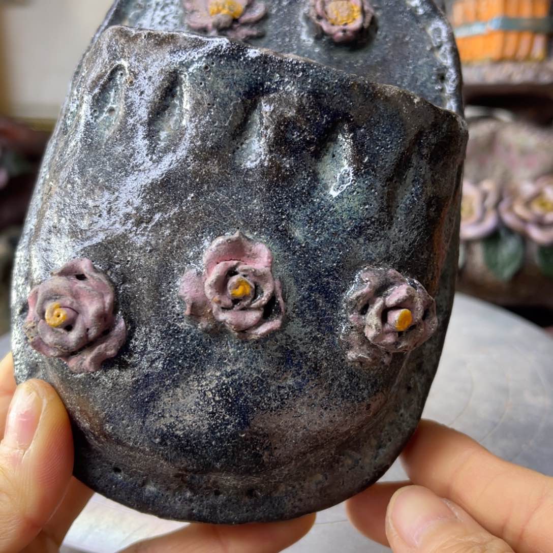 红陶粗砂陶瓷花盆