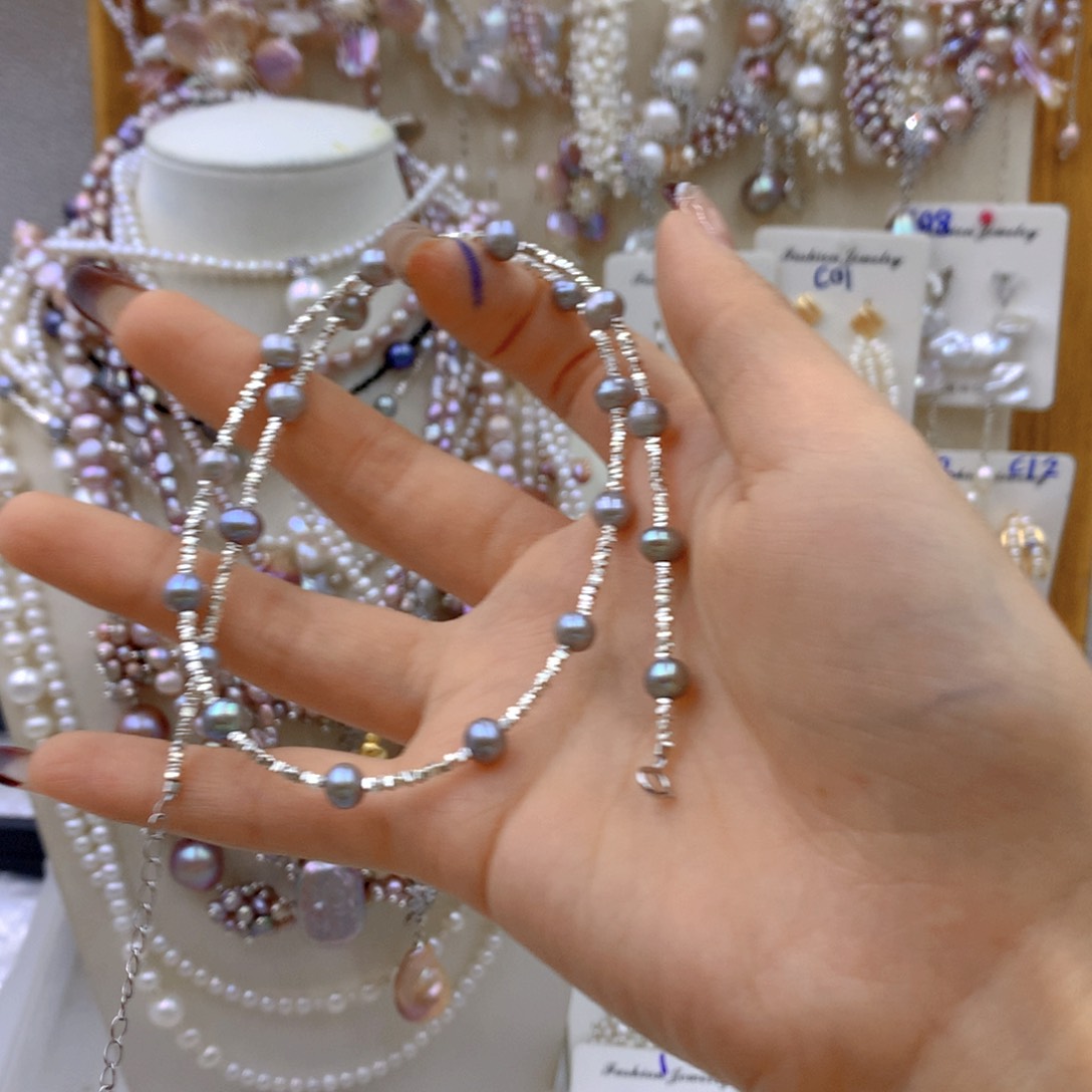 淡水珍珠耳饰银S925镶嵌s***i