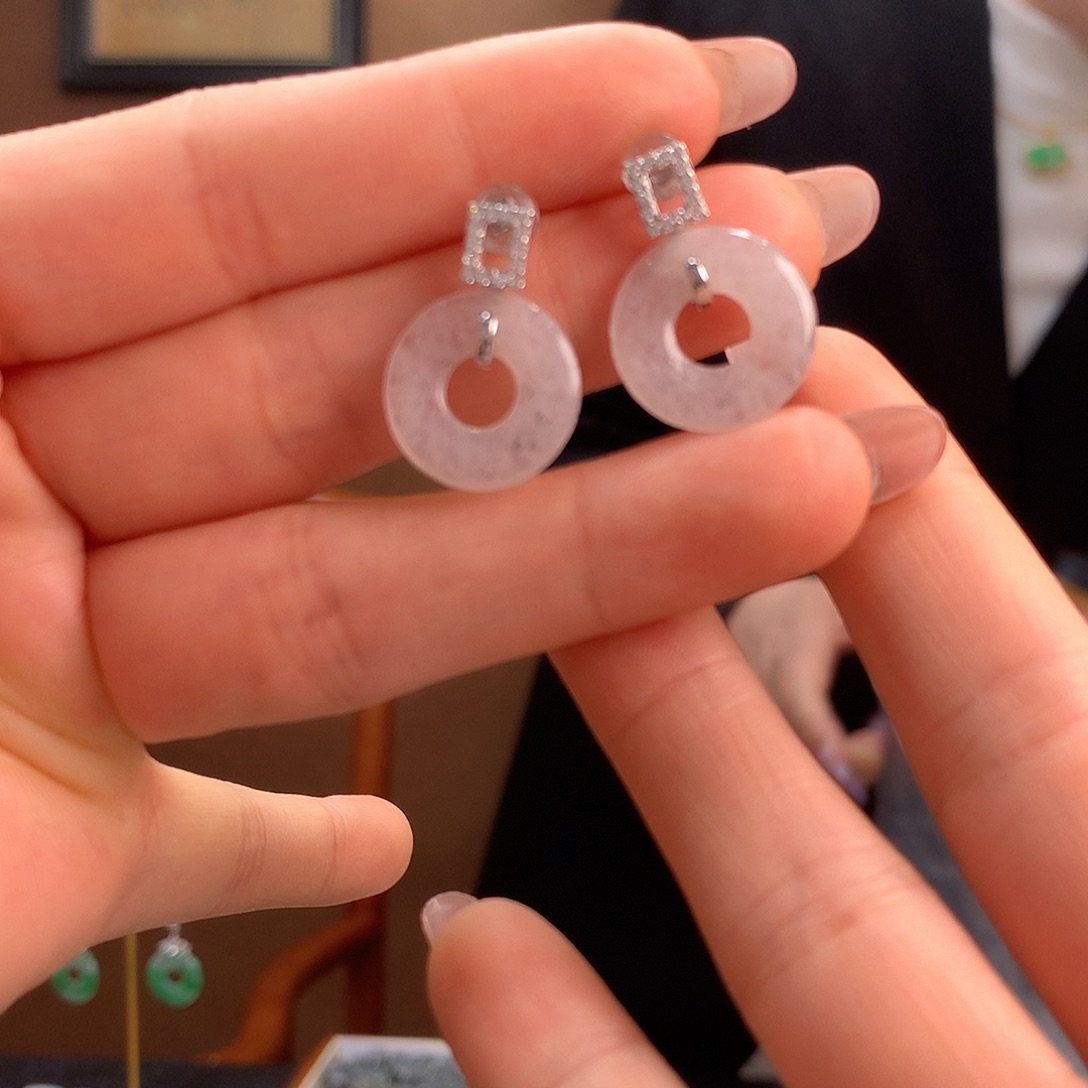 翡翠银S925镶嵌耳饰耳饰