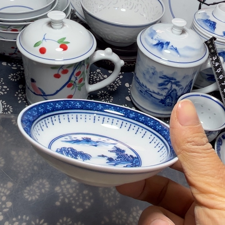 陶瓷手绘梧桐，小蘸料碟， 小蘸酱碟