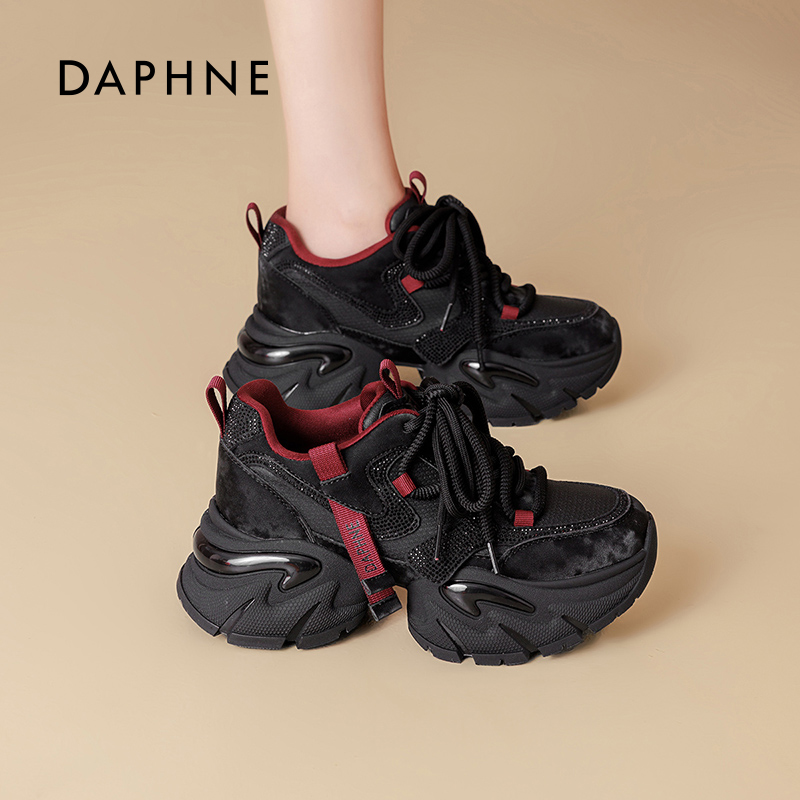 达芙妮时尚增高老爹鞋2025冬季水钻潮流休闲鞋厚底百搭运动鞋女L