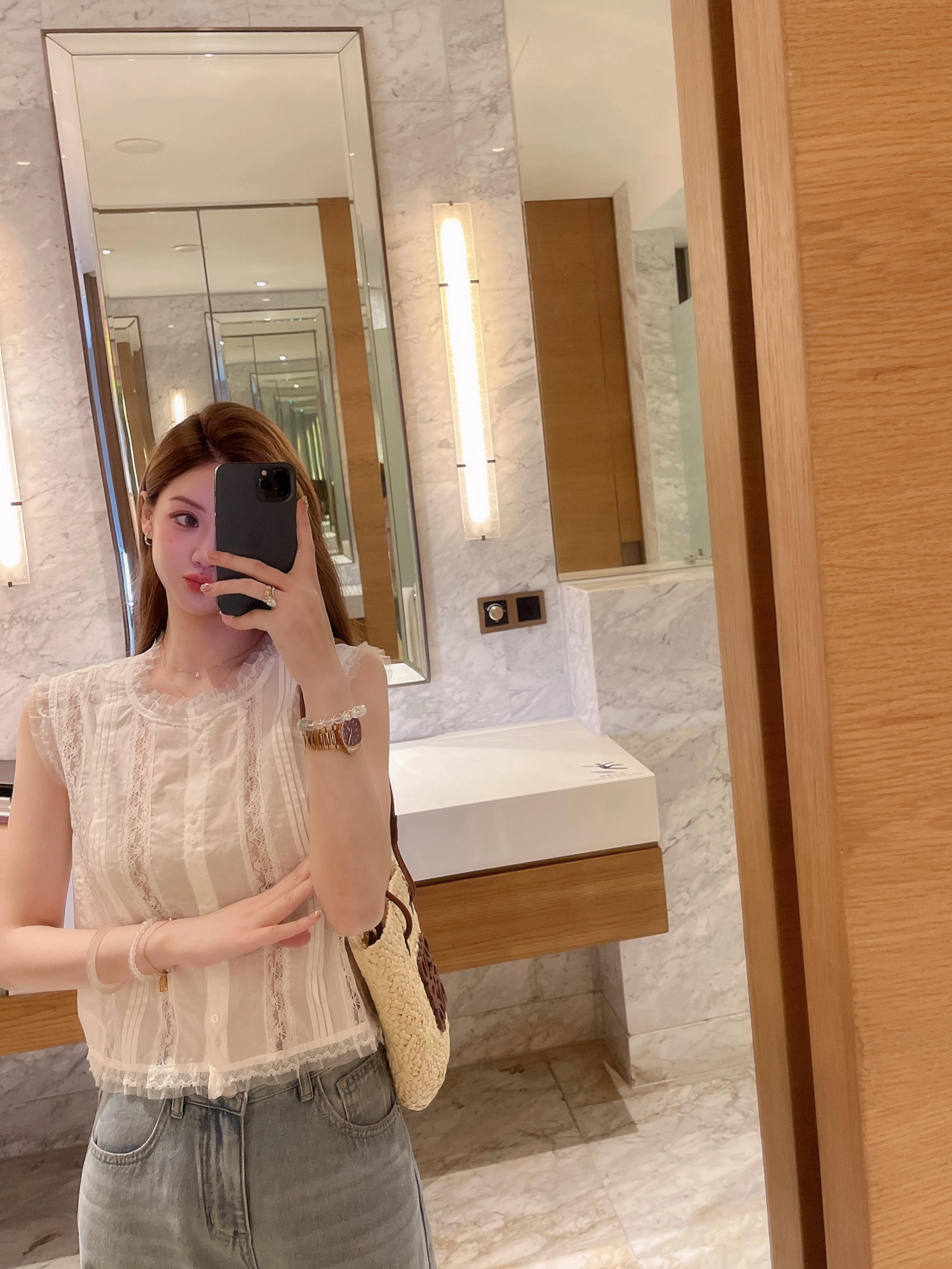 蕾丝花边无袖背心小衫上衣 夏季