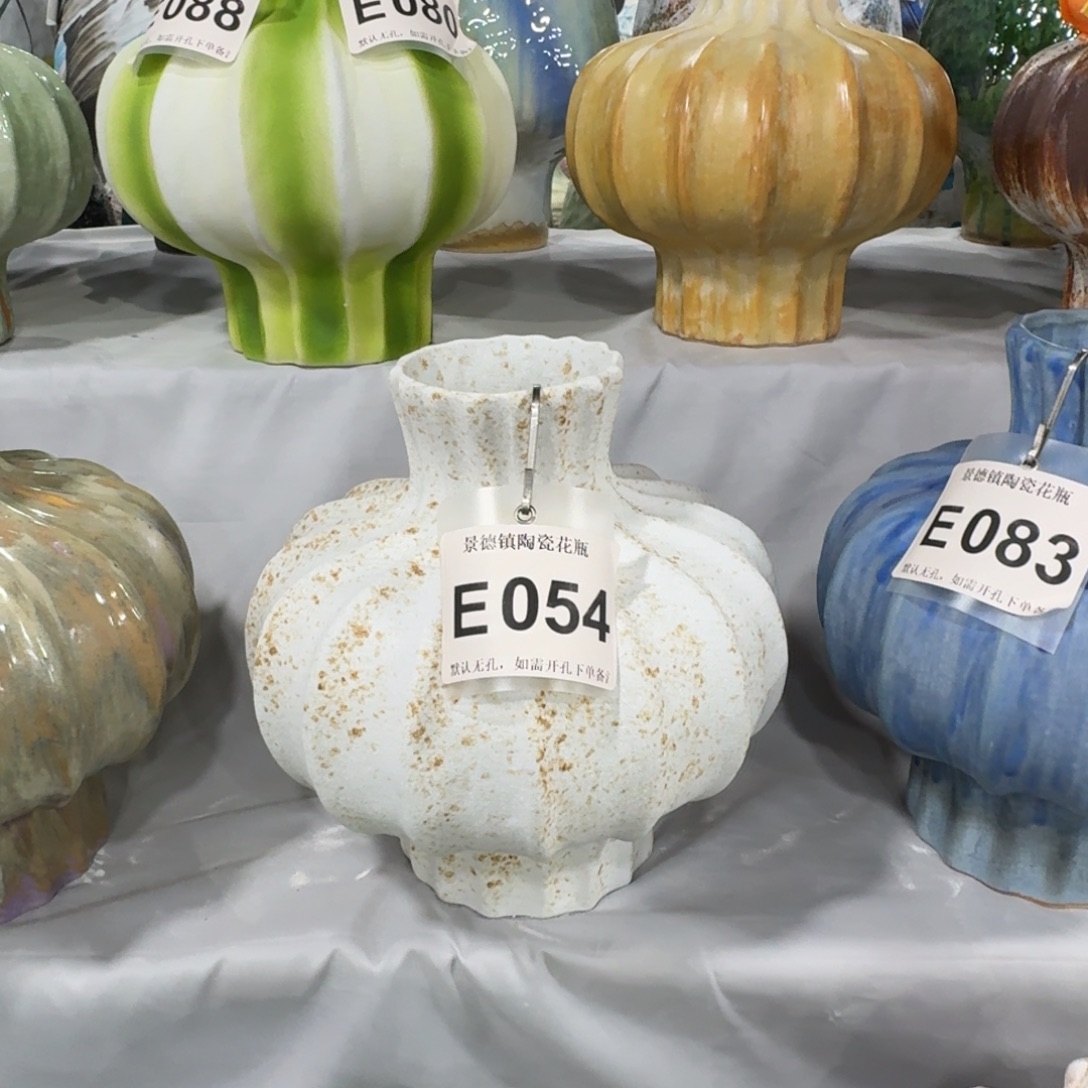 乐***麻摆件陶景德镇高温花瓶编码e054高28口8默认无孔