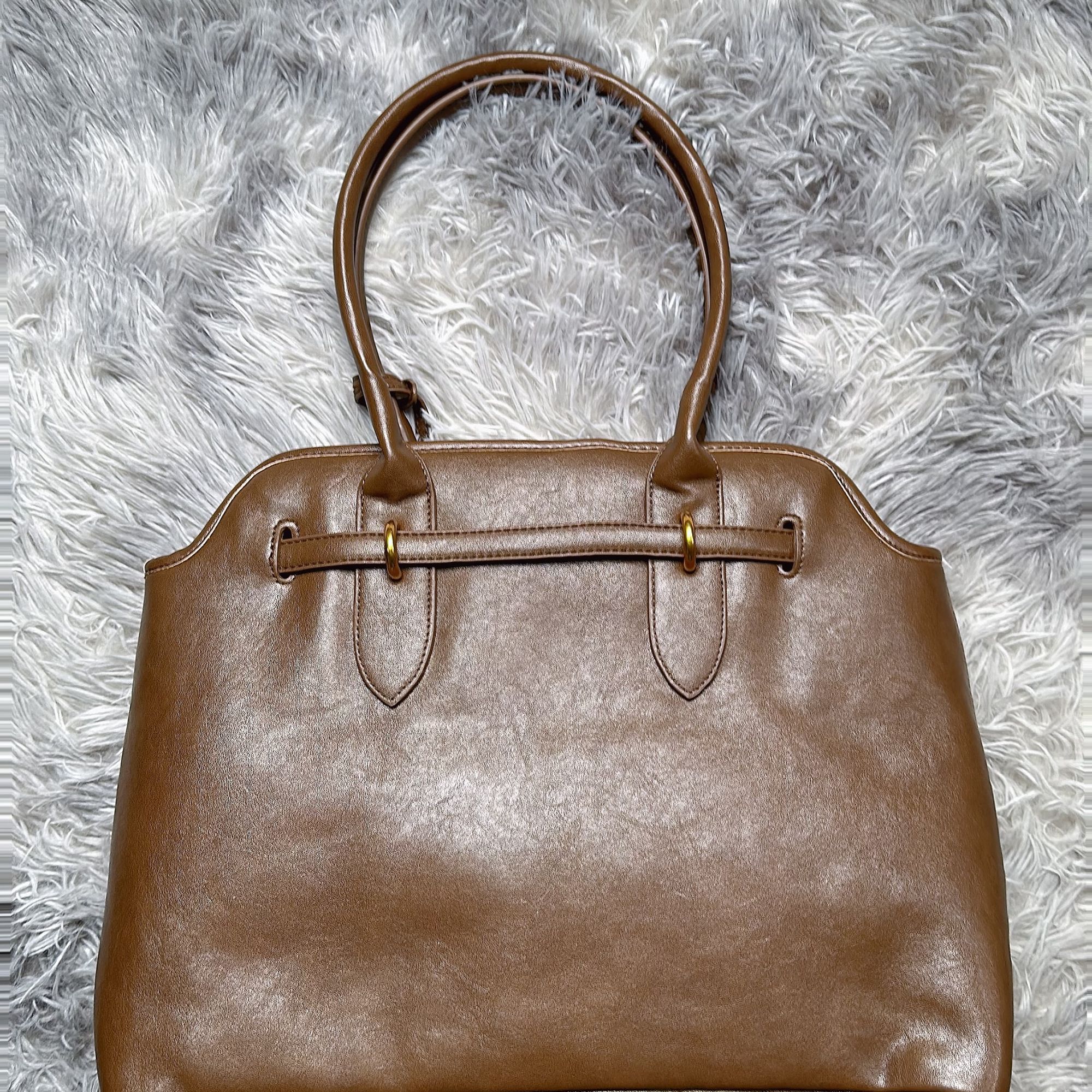 手工大公文时尚百搭女包棕色