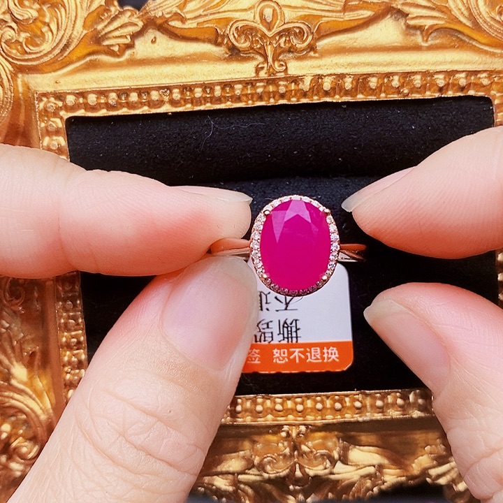 红宝石戒指银S925镶嵌