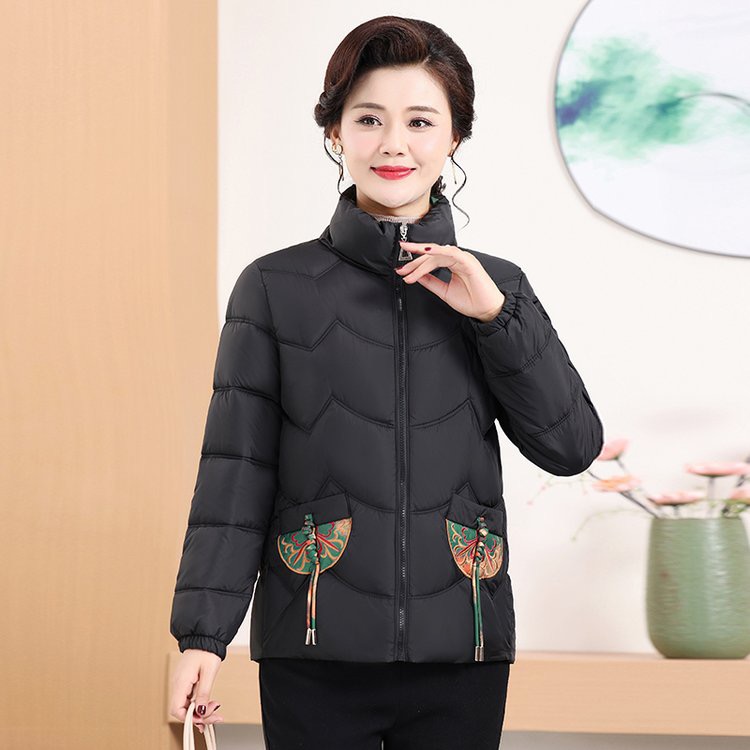 2025中老年秋冬加棉加厚国风刺绣妈妈装棉服