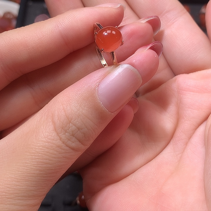 南红玛瑙银S925镶嵌戒指