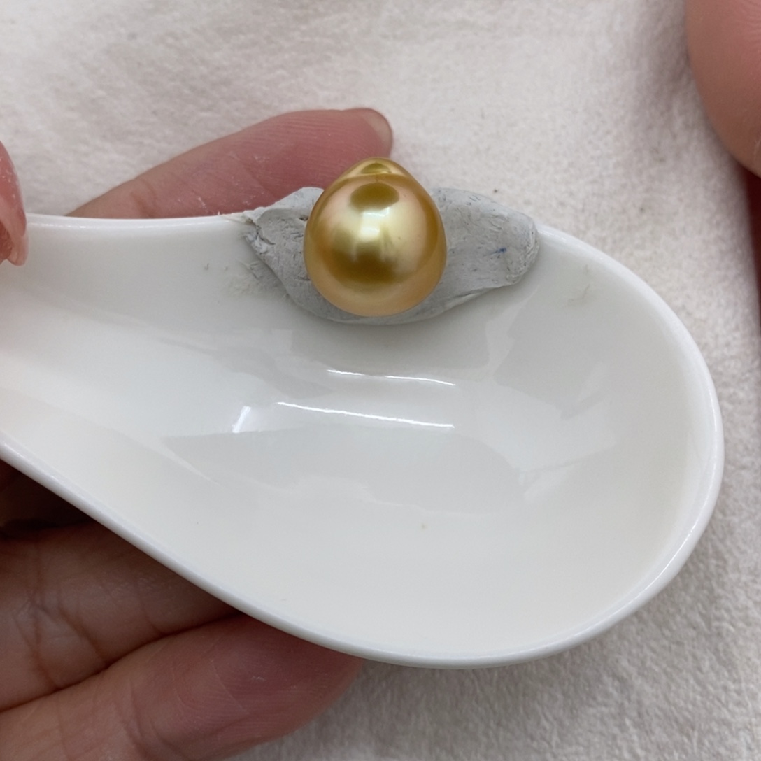 海水珍珠裸珠未镶嵌金珠12.8