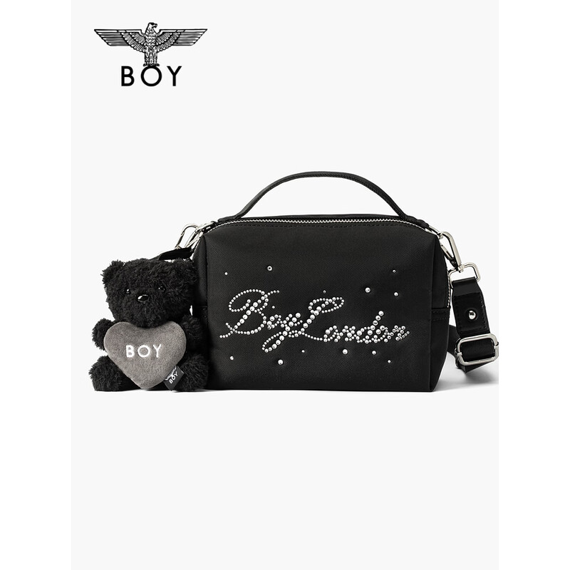 BOY LONDON黑色新款百搭银色烫钻时尚潮流单肩斜挎小包N85009