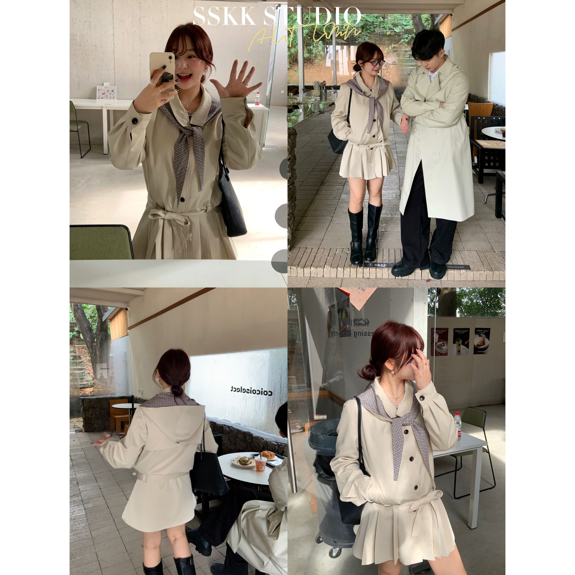 KMZY/KMZY山_山【韩女小心机】微胖气质正肩高级感百褶裙边风衣外套